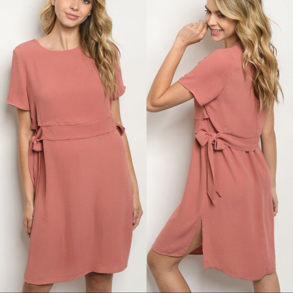 💖🆕Side Bow Tie Midi Dress